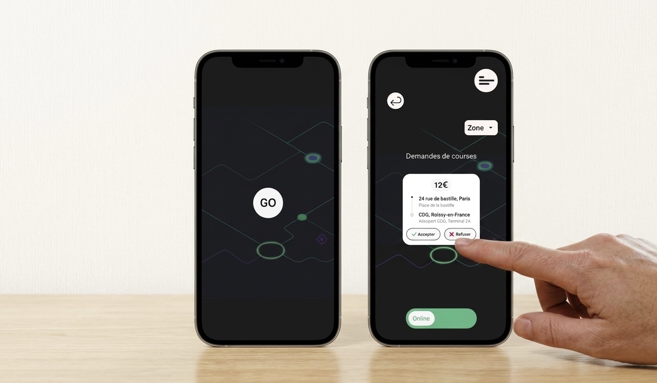 Utilisation d'une application VTC sur smartphone